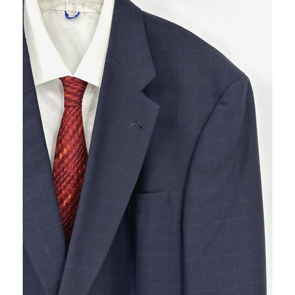 vintage HART SCHAFFNER MARX GOLD TRUMPETER jacket blazer sport coat blue 44L - Picture 1 of 9